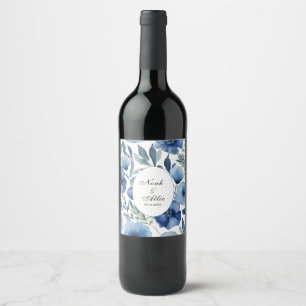 Rótulo De Garrafa De Cerveja Convites para Casamento Floral Serene Blue