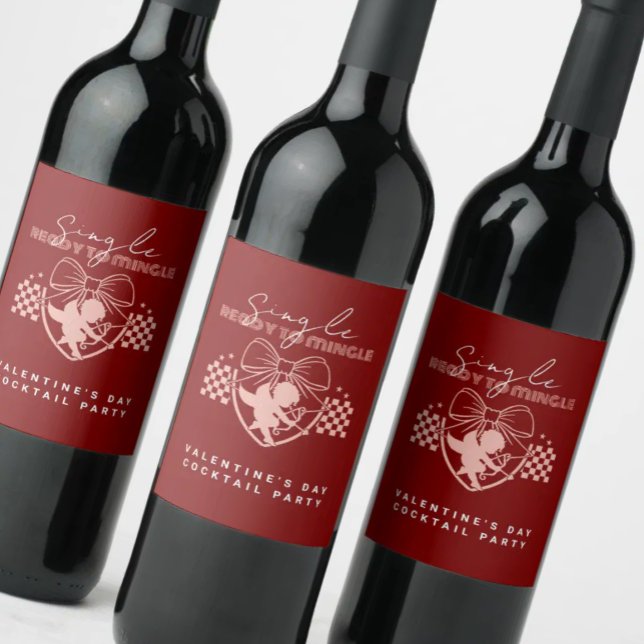 Rótulo De Garrafa De Cerveja Copo Solteiro Pronto para Paquerar Cupido Vermelho (Criador carregado)