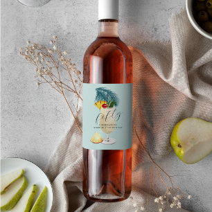 Rótulo De Garrafa De Cerveja Coquetel Verde de Frutas Tropicais Aniversário de 