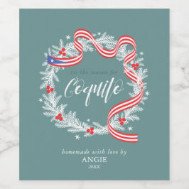 Rótulo De Garrafa De Cerveja Coquito Christmas Wreath