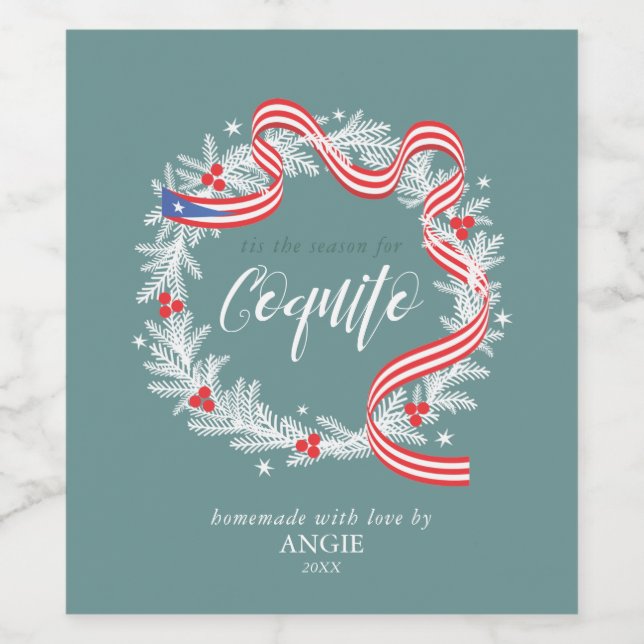 Rótulo De Garrafa De Cerveja Coquito Christmas Wreath (Rótulo Único)