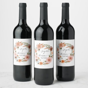 Rótulo De Garrafa De Cerveja Cor de água do Pêssego do Pêssego Floral