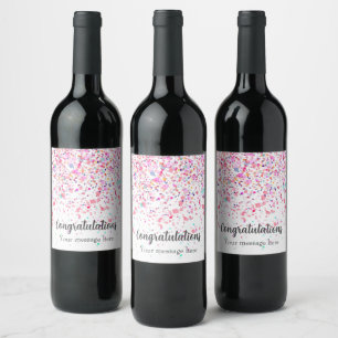Rótulo De Garrafa De Cerveja Cor de Água Rosa de Confetti Colorida Personalizad