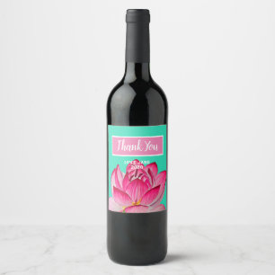 Rótulo De Garrafa De Cerveja Cor-de-água rosa, flor de lótus, arte fina