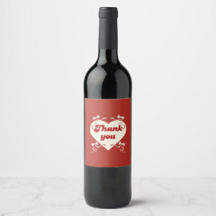 Rótulo De Garrafa De Cerveja Coração de Agradecimento Vintage – Vermelho Retrô