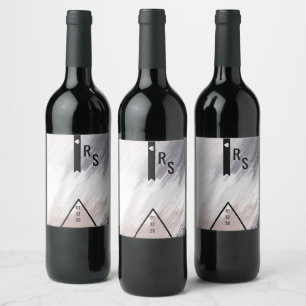 Rótulo De Garrafa De Cerveja Coração Geométrico Abstrato Cinza Bege Violeta Cas