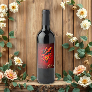 Rótulo De Garrafa De Cerveja Coração inflamável.