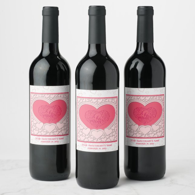 Rótulo De Garrafa De Cerveja Coração Rosa Elegante Feliz Dia dos Namorados Eleg (Garrafas)