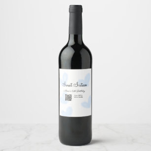 Rótulo De Garrafa De Cerveja Corações de aquarela azul QR Doce dezesseis anos