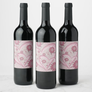 Rótulo De Garrafa De Cerveja Corações e Flores Cor-de-Rosa Abstratos Arte Fract
