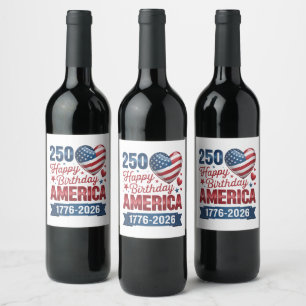 Rótulo De Garrafa De Cerveja Corações EUA 1776 2026 4 de julho