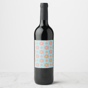 Rótulo De Garrafa De Cerveja Coral, rosa e pó, flores de margarida delicadas, a
