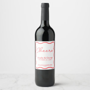 Rótulo De Garrafa De Cerveja Coral Wavy Retro Wedding