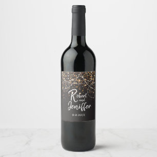 Rótulo De Garrafa De Cerveja Corda de wedding Dourado dos confetes das luzes