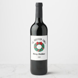 Rótulo De Garrafa De Cerveja Coroa de Natal com Arco Vermelho Luzes Nome Person