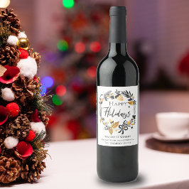 Rótulo De Garrafa De Cerveja Coroa de Natal de Empresa Corporativa Elegante