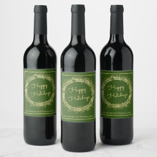 Rótulo De Garrafa De Cerveja Coroa de Ouro sobre Verde