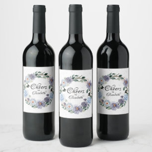 Rótulo De Garrafa De Cerveja Coroa Floral Roxa para Chá de Noiva