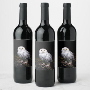 Rótulo De Garrafa De Cerveja Coruja-de-neve majestosa de inverno