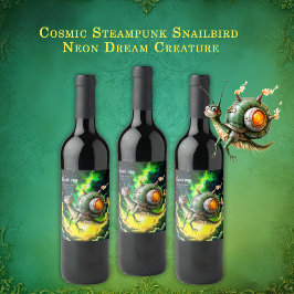 Rótulo De Garrafa De Cerveja Cosmic Steampunk Snailbird – Criatura de Sonho Neo