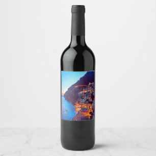 Rótulo De Garrafa De Cerveja costa ldp POSITANO Amalfi - pôr do sol tirado pel