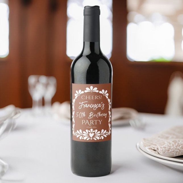 Rótulo De Garrafa De Cerveja Costume do partido de fiesta mexicano terracotta t (Mexican fiesta party terracotta talavera custom wine label personalized talavera bottle labels)