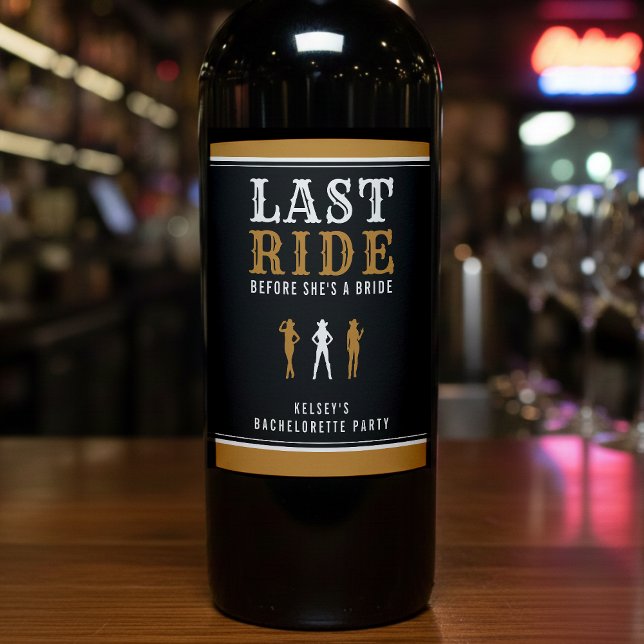 Rótulo De Garrafa De Cerveja Cowgirl Bachelorette Party Last Ride Brown (Cowgirl Bachelorette Party Last Ride Brown Wine Label
)
