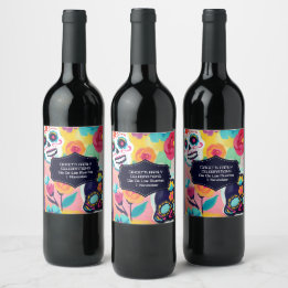 Rótulo De Garrafa De Cerveja Crânio de açúcar Colorido do Dia De Los Muertos