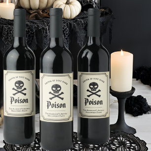 Rótulo De Garrafa De Cerveja Crânio de Renda Preta Gótico Vintage Halloween Ven