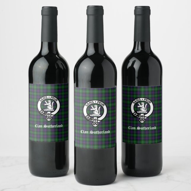Rótulo De Garrafa De Cerveja Crestão e Tartan do Clã Sutherland (Garrafas)