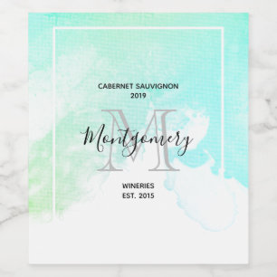 Rótulo De Garrafa De Cerveja Criador de Vinho Verde e Azul de Abstrato moderno