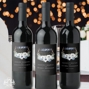 Rótulo De Garrafa De Cerveja Cristais de Lua Flores Boho Metafísico Casamento