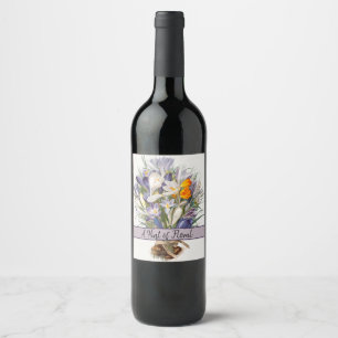 Rótulo De Garrafa De Cerveja Crocus Primavera Fllower Arte Botânica
