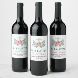 Rótulo De Garrafa De Cerveja Cruz e Folhas em espanhol Bautizo Baptism