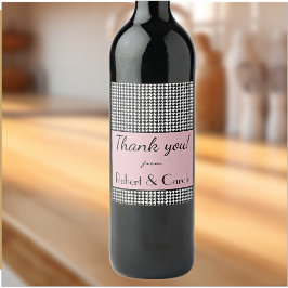 Rótulo De Garrafa De Cerveja Custom Text, Thank You, Vintage Pink Houndstooth