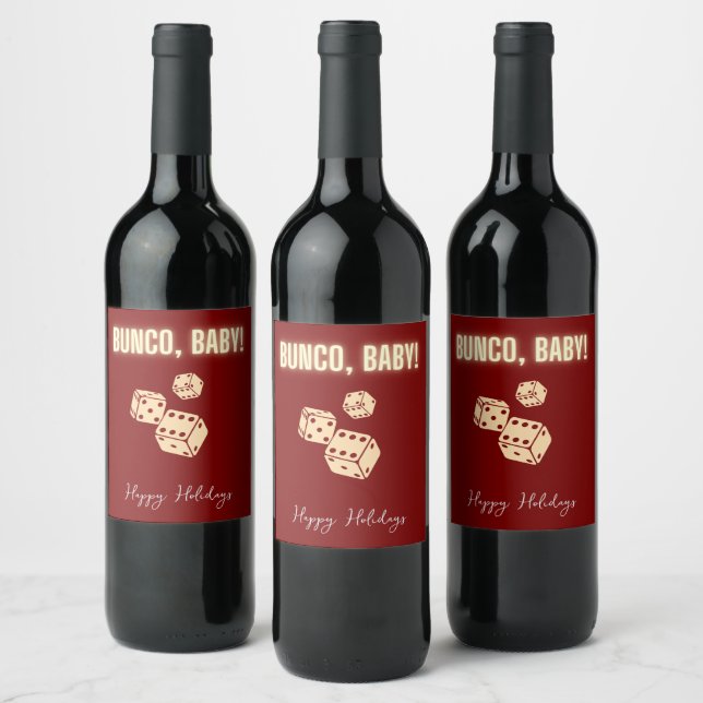 Rótulo De Garrafa De Cerveja Customizable Bunco Holiday Wine Labels. (Garrafas)