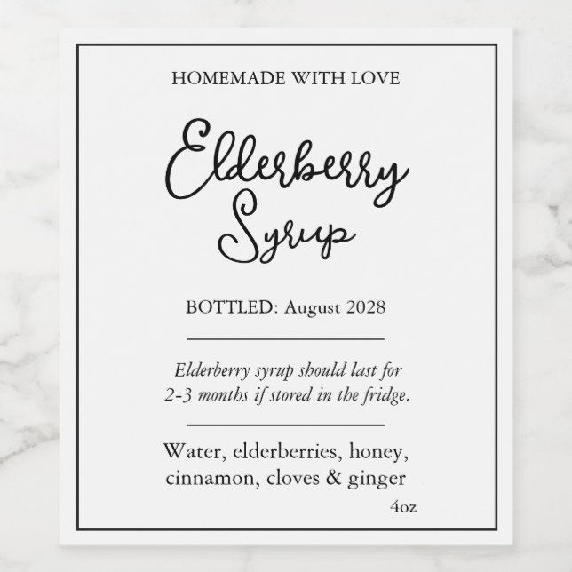 Rótulo De Garrafa De Cerveja Customizable Elderberry Syrup Label ZEB_05b (Rótulo Único)