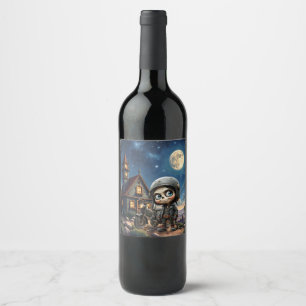 Rótulo De Garrafa De Cerveja Cute Skull Biker Passeio ao Luar pelo Deserto