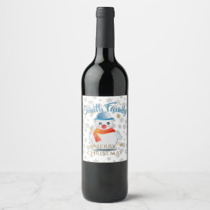 Rótulo De Garrafa De Cerveja Cute Snowman