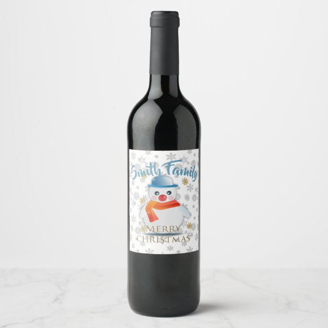 Rótulo De Garrafa De Cerveja Cute Snowman (Frente)