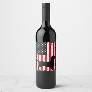 Rótulo De Garrafa De Cerveja Dachshund 4 De Julho De Bandeira Patriótica Ameri
