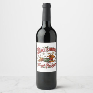 Rótulo De Garrafa De Cerveja Dachshund Através da Neve