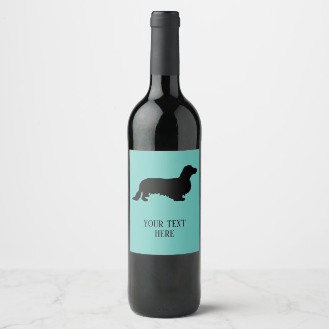 Rótulo De Garrafa De Cerveja Dachshund Pelo Longo - Silhueta 1 (Frente)