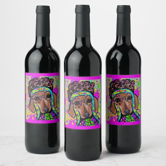 RÓTULO DE GARRAFA DE CERVEJA DACHSHUND VERMELHO (Garrafas)