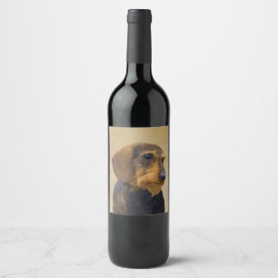 Rótulo De Garrafa De Cerveja Dachshund (Wirehaired): Pintura original de cães