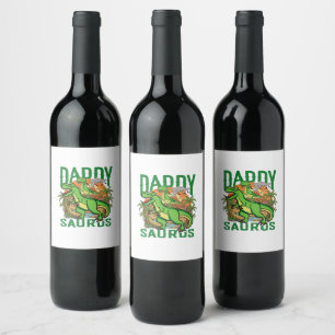 Rótulo De Garrafa De Cerveja Daddysaurus T-Rex Dinossauro Engraçado Presente