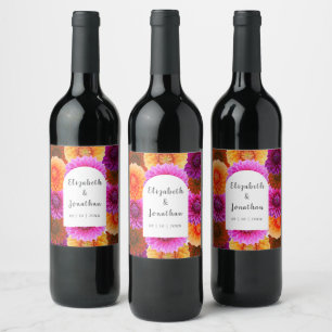 Rótulo De Garrafa De Cerveja Dahlia Autumn Floral Wedding