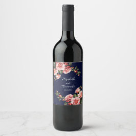 Rótulo De Garrafa De Cerveja Dark moody pink and red roses navy blue wedding