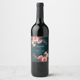 Rótulo De Garrafa De Cerveja Dark moody pink and red roses teal wedding