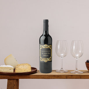 Rótulo De Garrafa De Cerveja Deco de Arte Glamorosa Dourado na Vintagem Negra